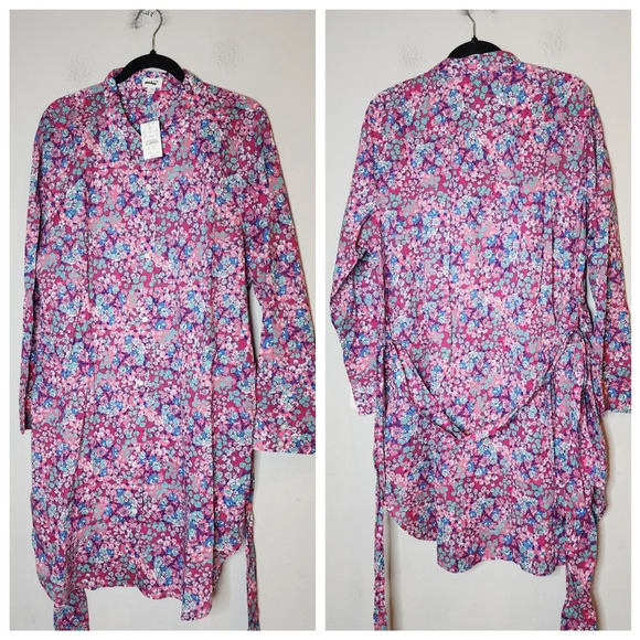 NWT J. Crew Button Shirtdress Pink Blue Floral. Plus Size 2X. - Picture 4 of 14